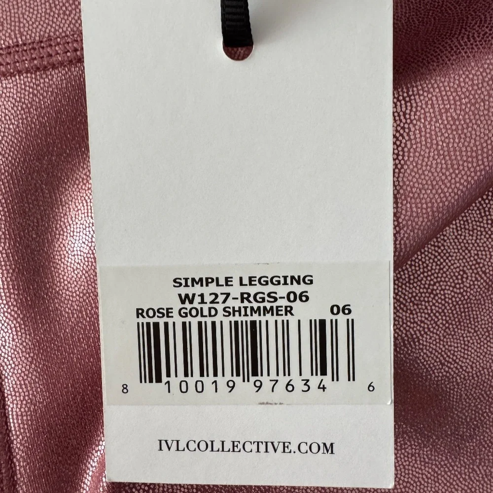IVL Collective Rose Gold Shimmer Cropped Leggings - Size 6 - 23 in inseam - Picture 2 of 4